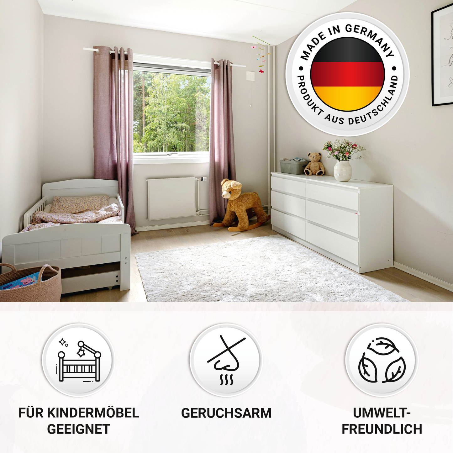 Derendo Möbelfarbe Lichtgrau 2,5 L – Holzfarbe für Innen – Ohne Schleifen, Hochdeckend & Wasserbasiert – Für Möbel, Türen & Küchen – Umweltfreundlich & Geruchsarm