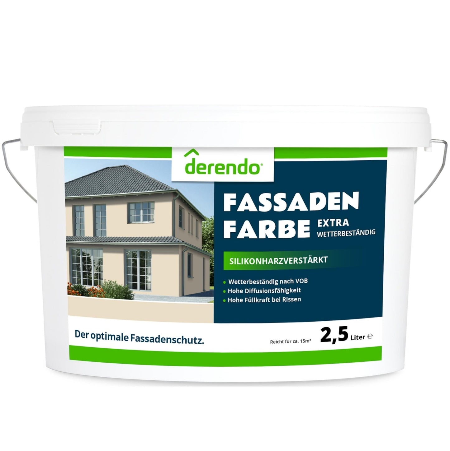 Derendo Fassadenfarbe Cremefarben mit EXTRA Wetterschutz - 4251604919250 - Derendo