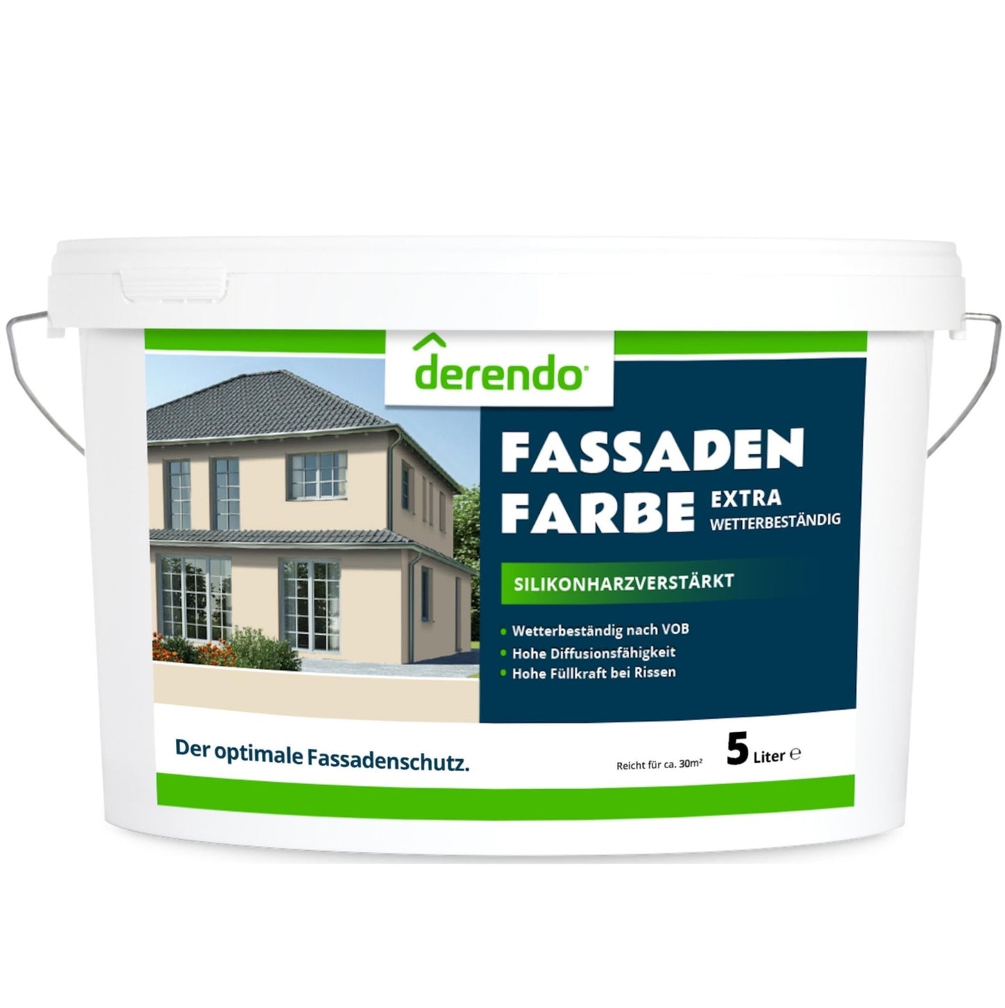 Derendo Fassadenfarbe Cremefarben mit EXTRA Wetterschutz - 4251604919236 - Derendo