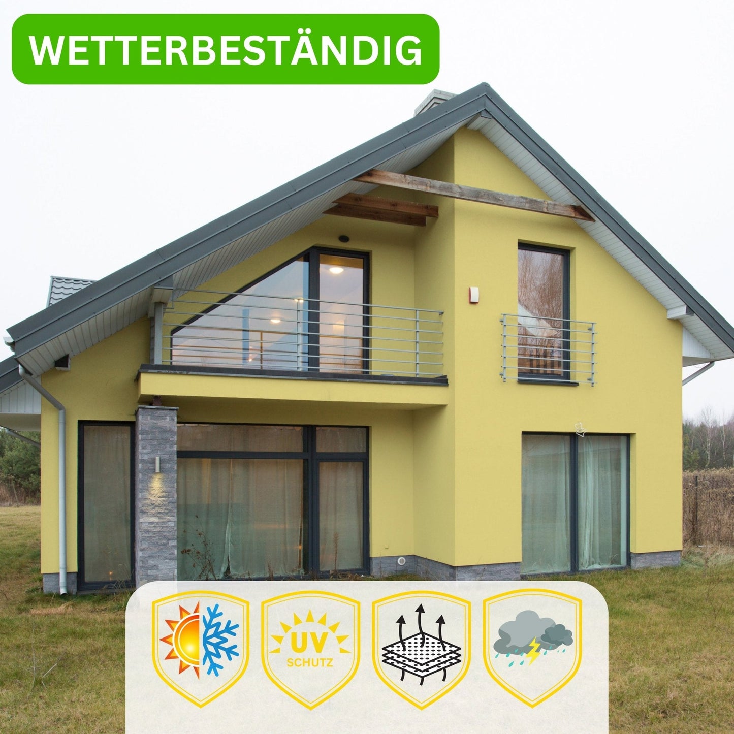 Derendo Fassadenfarbe Cremegelb mit ULTRA Wetterschutz und Abperleffekt - 4251604914750 - Derendo