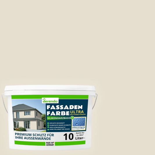 Derendo Fassadenfarbe Graubeige mit ULTRA Wetterschutz und Abperleffekt - 4251604914811 - Derendo