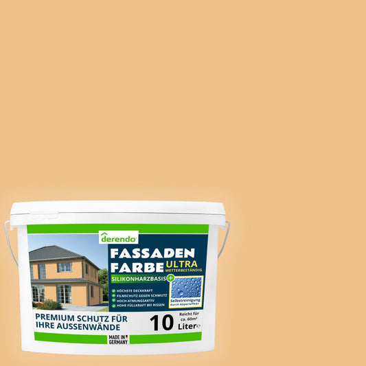 Derendo Fassadenfarbe Ockergelb mit ULTRA Wetterschutz und Abperleffekt - 4251604915634 - Derendo