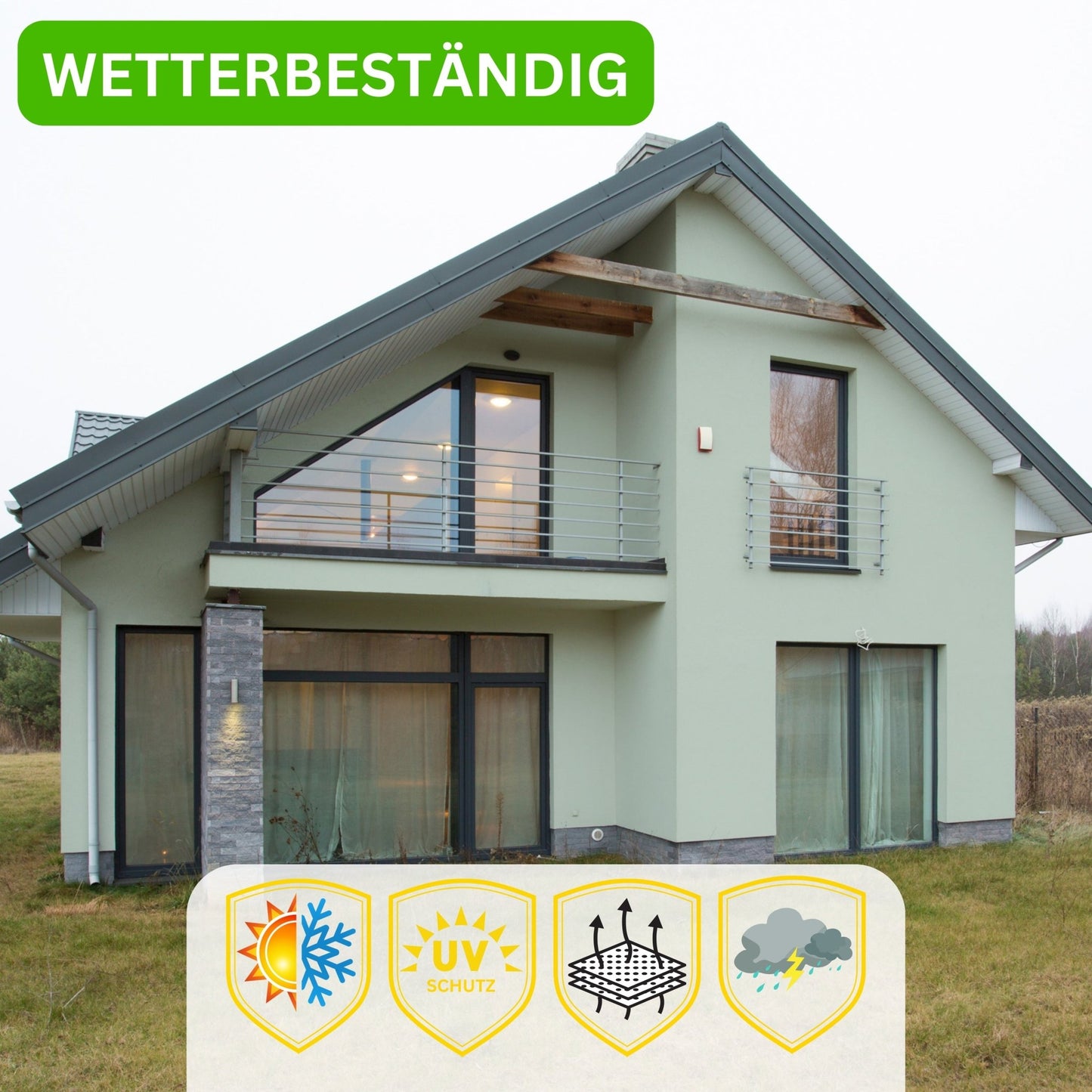 Derendo Fassadenfarbe Salbeigruen mit ULTRA Wetterschutz und Abperleffekt - 4251604915771 - Derendo
