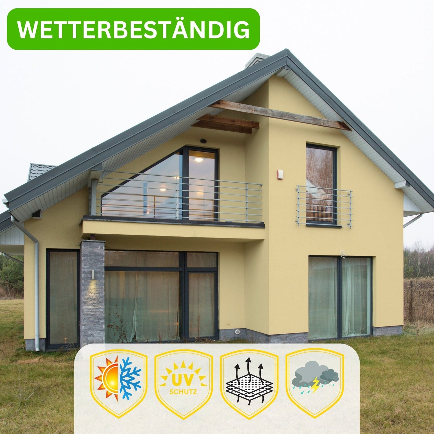 Derendo Fassadenfarbe Sandgelb mit ULTRA Wetterschutz und Abperleffekt - 4251604914712 - Derendo