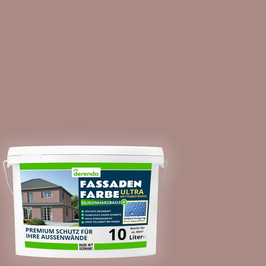 Derendo Fassadenfarbe Schokobraun mit ULTRA Wetterschutz und Abperleffekt - 4251604914972 - Derendo