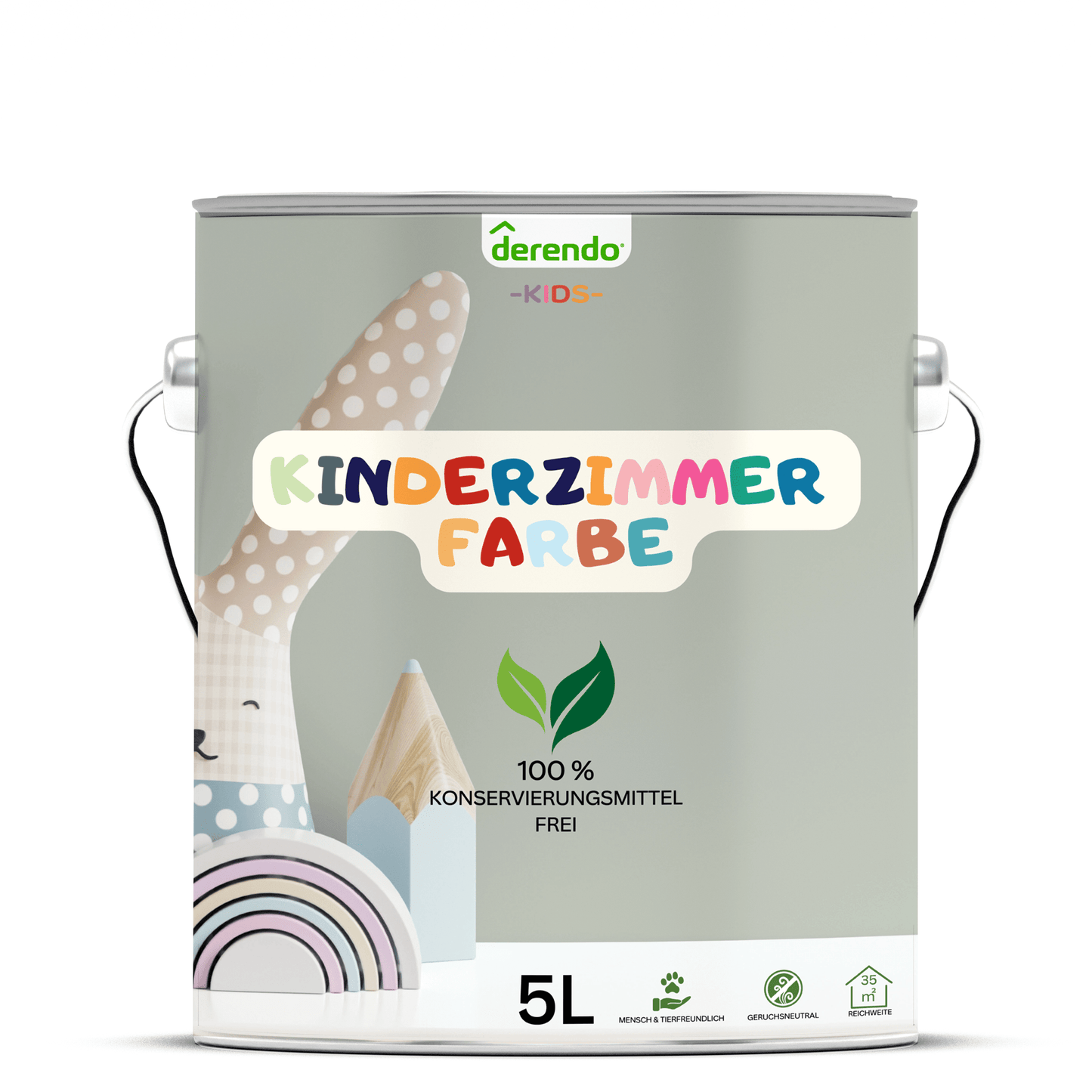 Derendo Kinderzimmer Wandfarbe - Dinogrün in 5 Liter – Produktbild von Derendo
