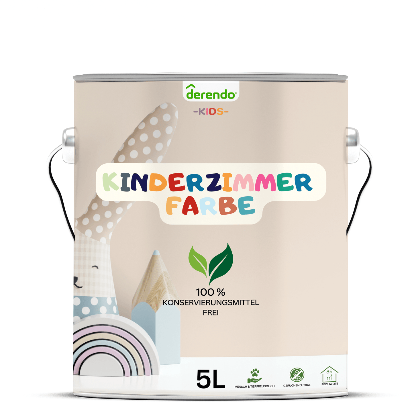 Derendo Kinderzimmer Wandfarbe - Sandkastenbeige in 5 Liter – Produktbild von Derendo