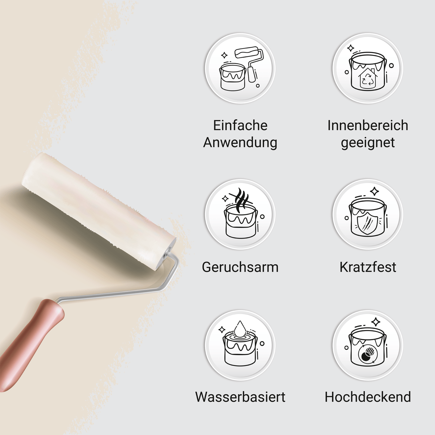 Derendo Möbelfarbe Creme 2,5 L – Holzfarbe für Innen – Ohne Schleifen, Hochdeckend & Wasserbasiert – Für Möbel, Türen & Küchen – Umweltfreundlich & Geruchsarm - 4251604929358 - Derendo