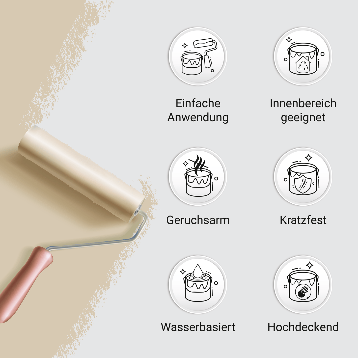 Derendo Möbelfarbe Sandbeige 2,5 L – Holzfarbe für Innen – Ohne Schleifen, Hochdeckend & Wasserbasiert – Für Möbel, Türen & Küchen – Umweltfreundlich & Geruchsarm - 4251604929303 - Derendo
