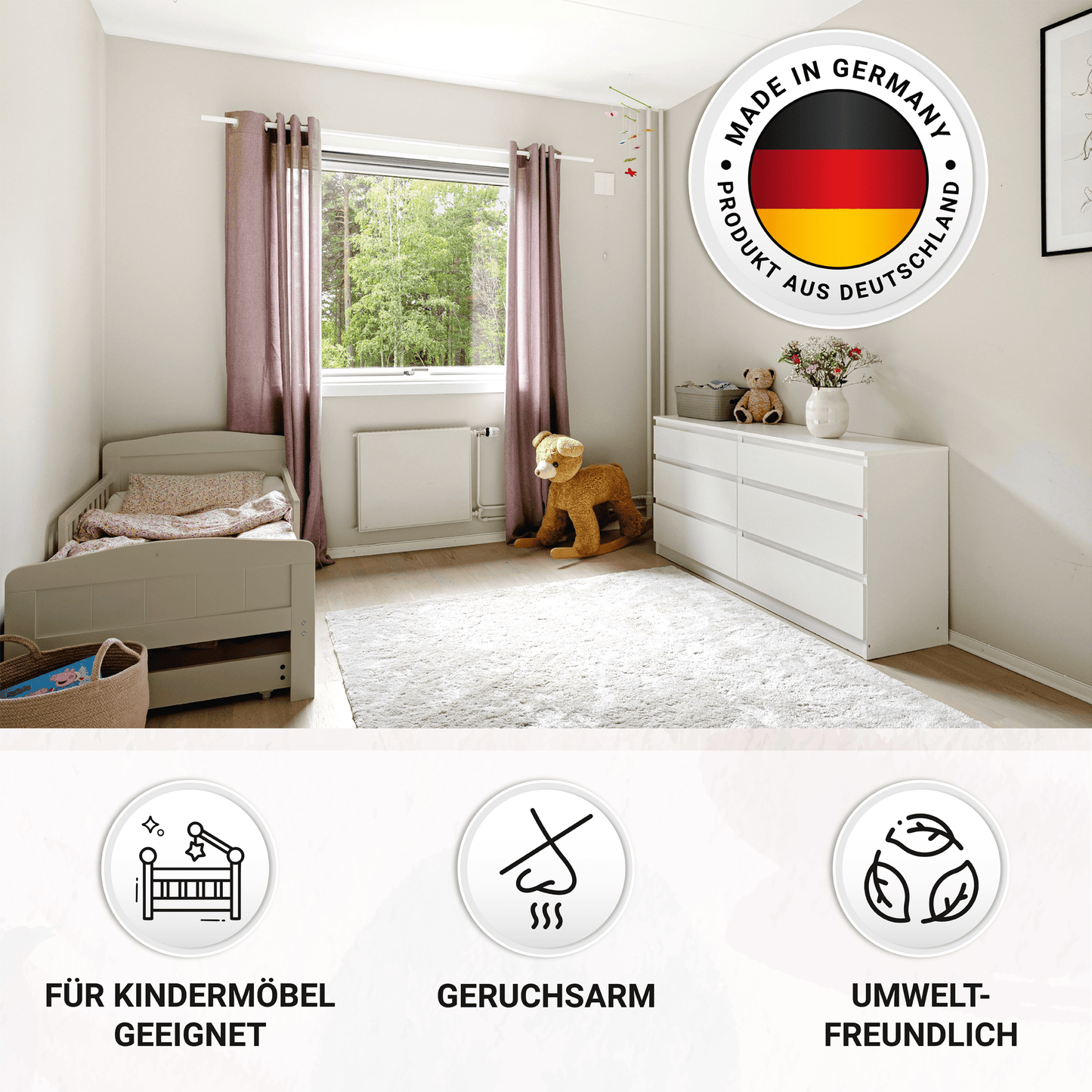 Derendo Möbelfarbe Sandbeige 2,5 L – Holzfarbe für Innen – Ohne Schleifen, Hochdeckend & Wasserbasiert – Für Möbel, Türen & Küchen – Umweltfreundlich & Geruchsarm - 4251604929303 - Derendo