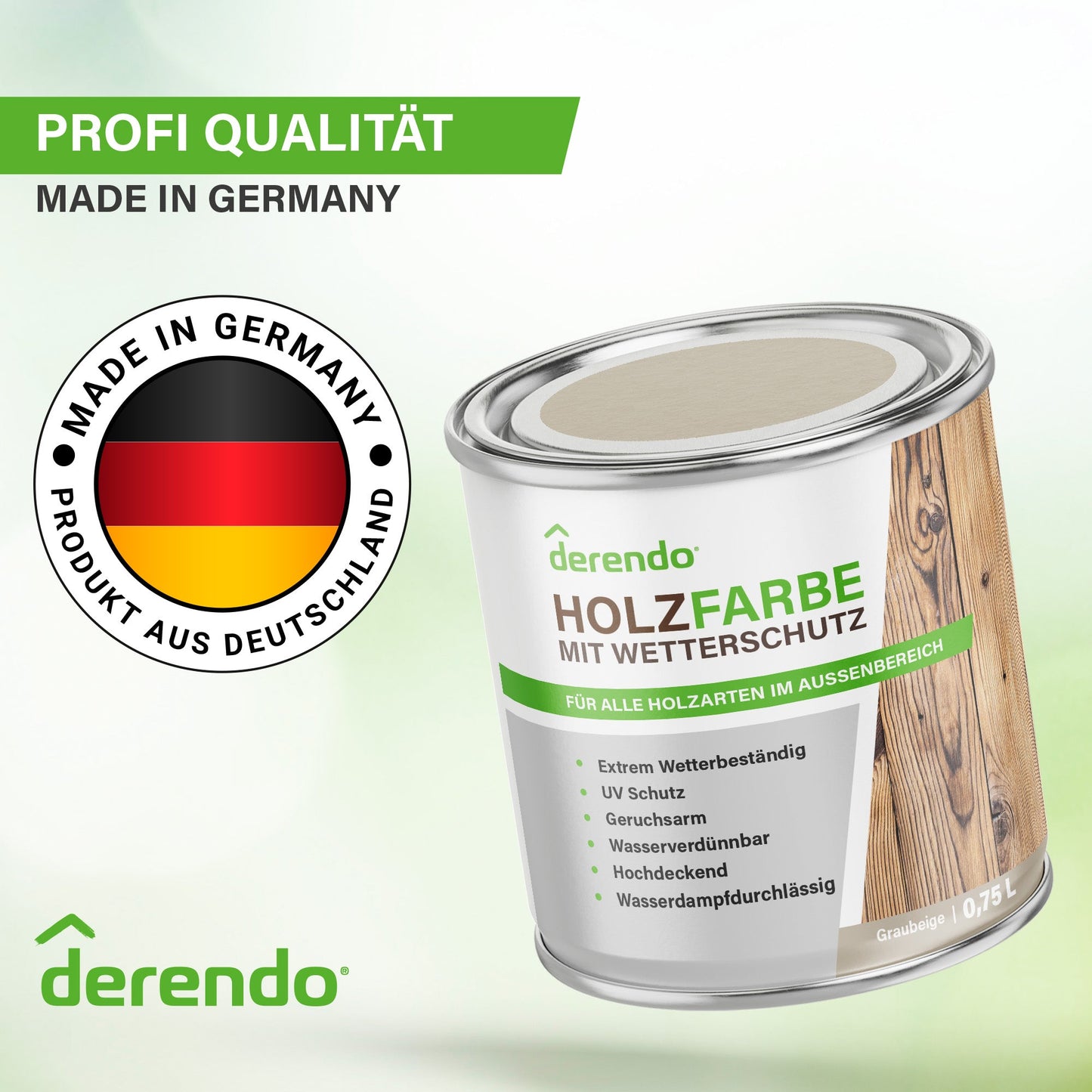 Derendo Wetterschutz Holzfarbe Grau Graubeige - 4251604929419 - Derendo