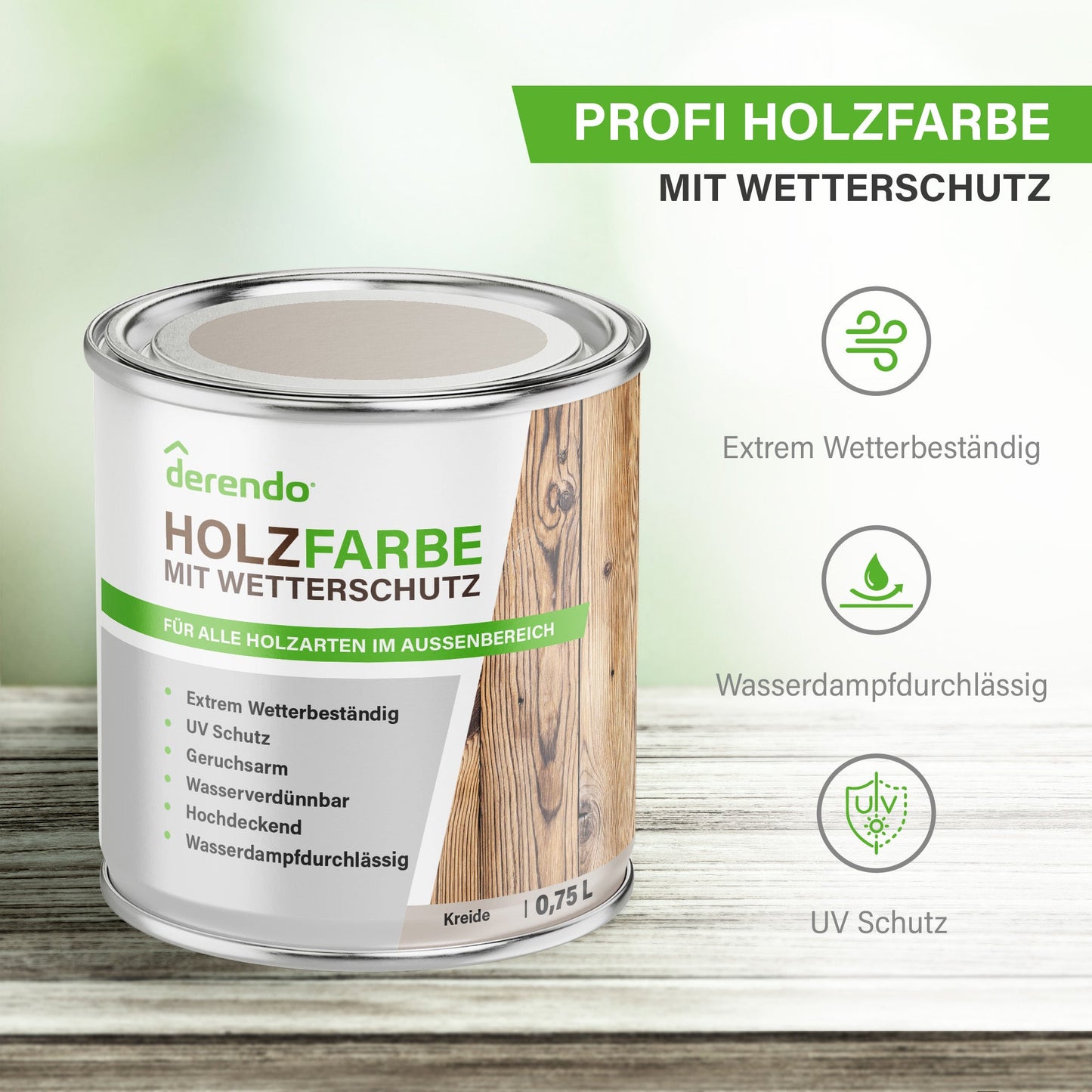 Derendo Wetterschutz Holzfarbe Kreide - 4251604929532 - Derendo