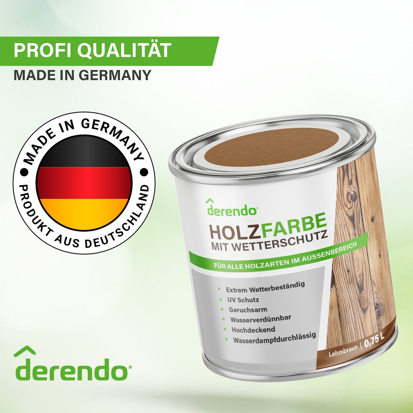 Derendo Wetterschutz Holzfarbe lehmbraun RAL 8003 - 4251604913456 - Derendo
