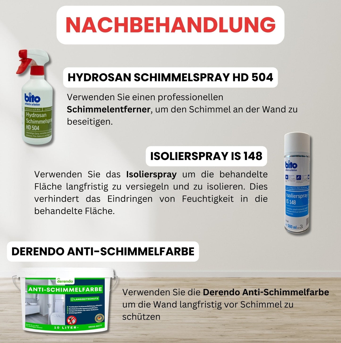 Schimmelentferner bito Hydrosan Schimmelspray HD 504 - 4033195004849 - Derendo