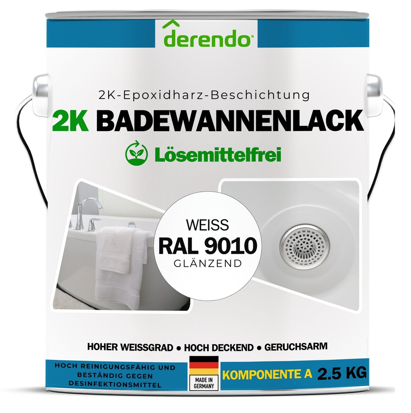 2K Badewannenlack weiß - RAL 9010 - 4251604927903 - Derendo