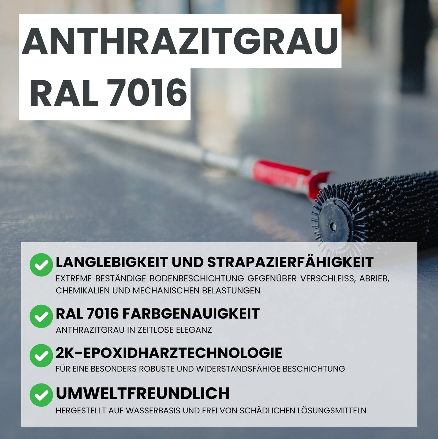 2K Betonfarbe Lack grau - RAL7016 in 2.5kg – Produktbild von Derendo