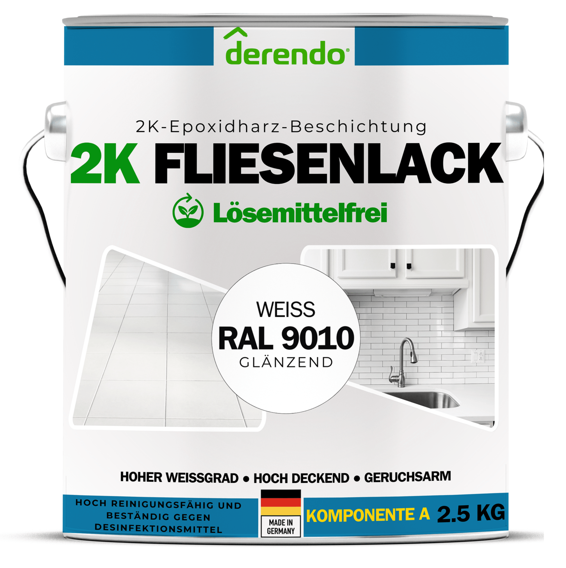 2K Fliesenlack weiß - RAL9010 - 4251604928030 - Derendo
