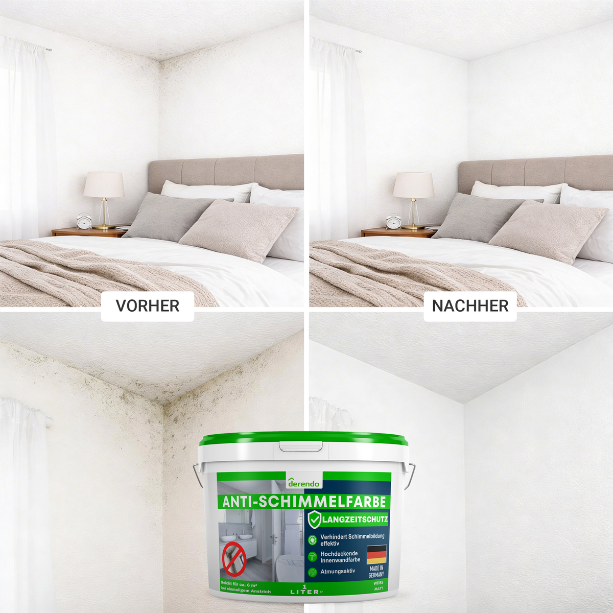 Schimmel-Set mit Anti-Schimmelfarbe, Schimmelentferner & Isolierspray