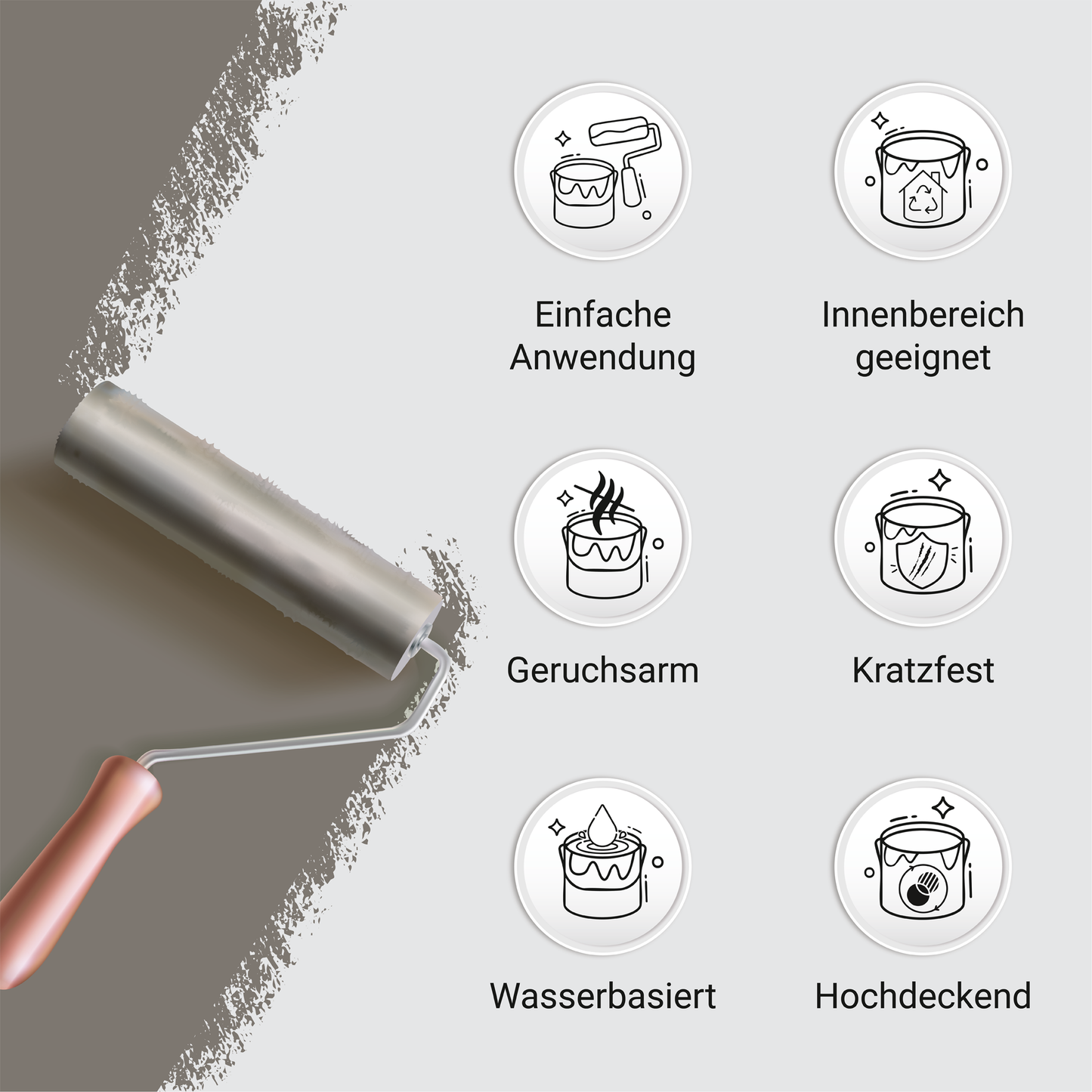 Derendo Möbelfarbe Braungrau 2,5 L – Holzfarbe für Innen – Ohne Schleifen, Hochdeckend & Wasserbasiert – Für Möbel, Türen & Küchen – Umweltfreundlich & Geruchsarm