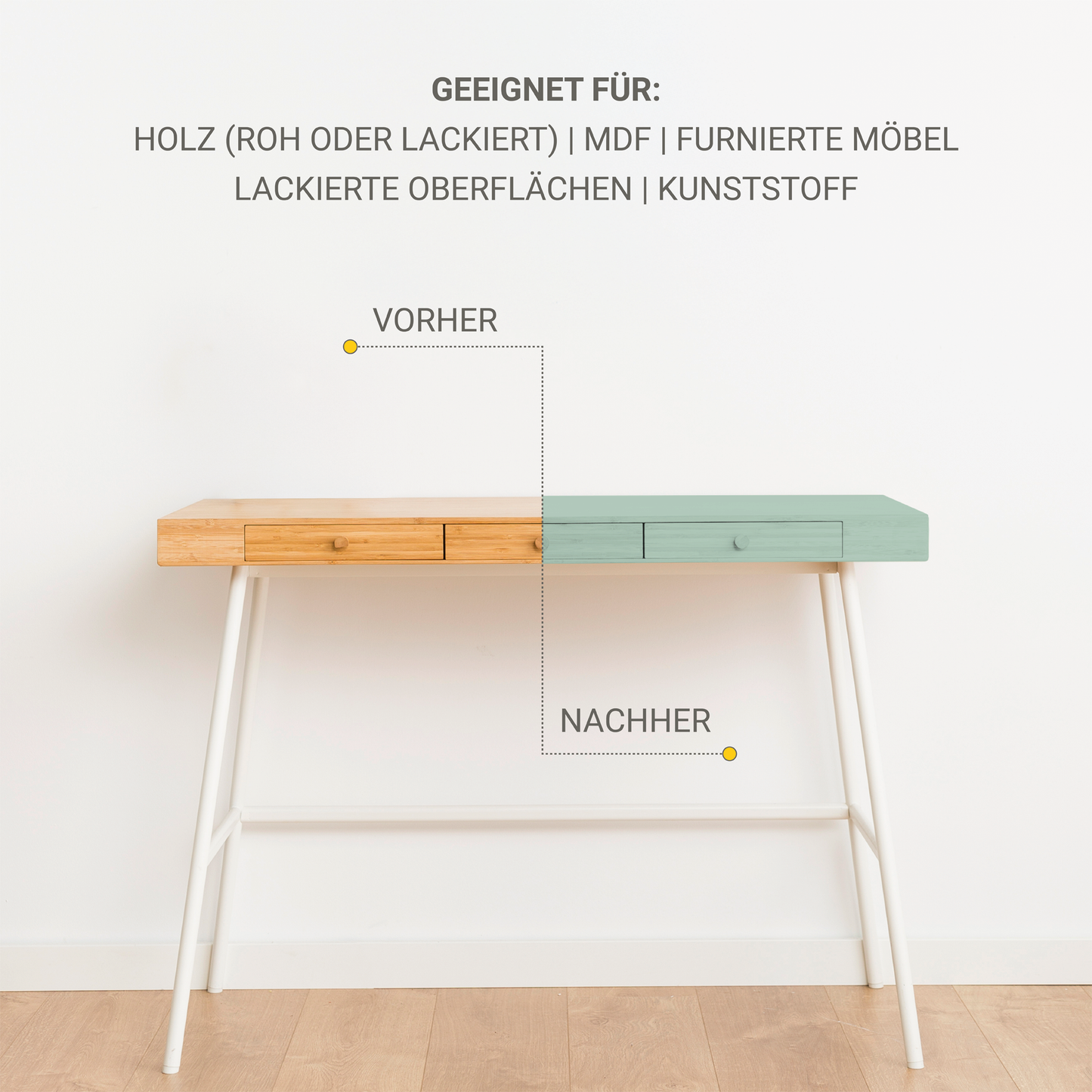 Derendo® Möbelfarbe Salbeigrün 750ml – Möbelfarbe ohne Schleifen + Lackier-Roller-Set