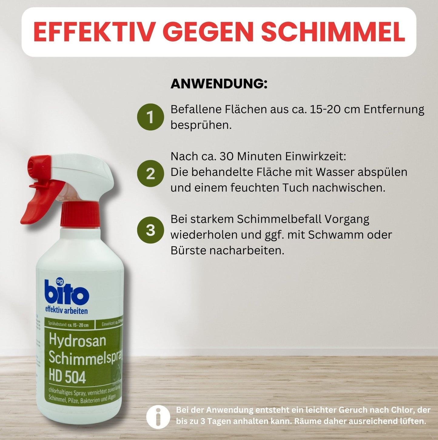 Bito Hydrosan® Profi Schimmelspray – Effektiver Schimmelentferner mit Chlor in – Produktbild von Derendo