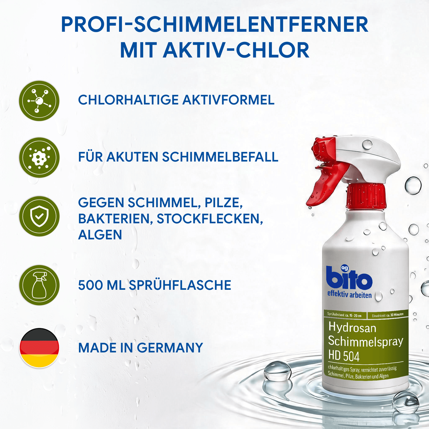 Bito Hydrosan® Profi Schimmelspray – Effektiver Schimmelentferner mit Chlor in – Produktbild von Derendo