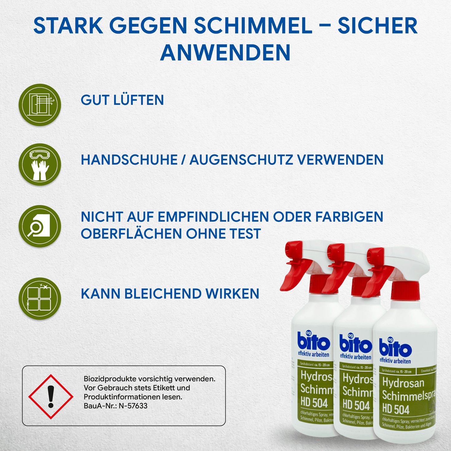 Bito Hydrosan® Profi Schimmelspray – Effektiver Schimmelentferner mit Chlor in – Produktbild von Derendo