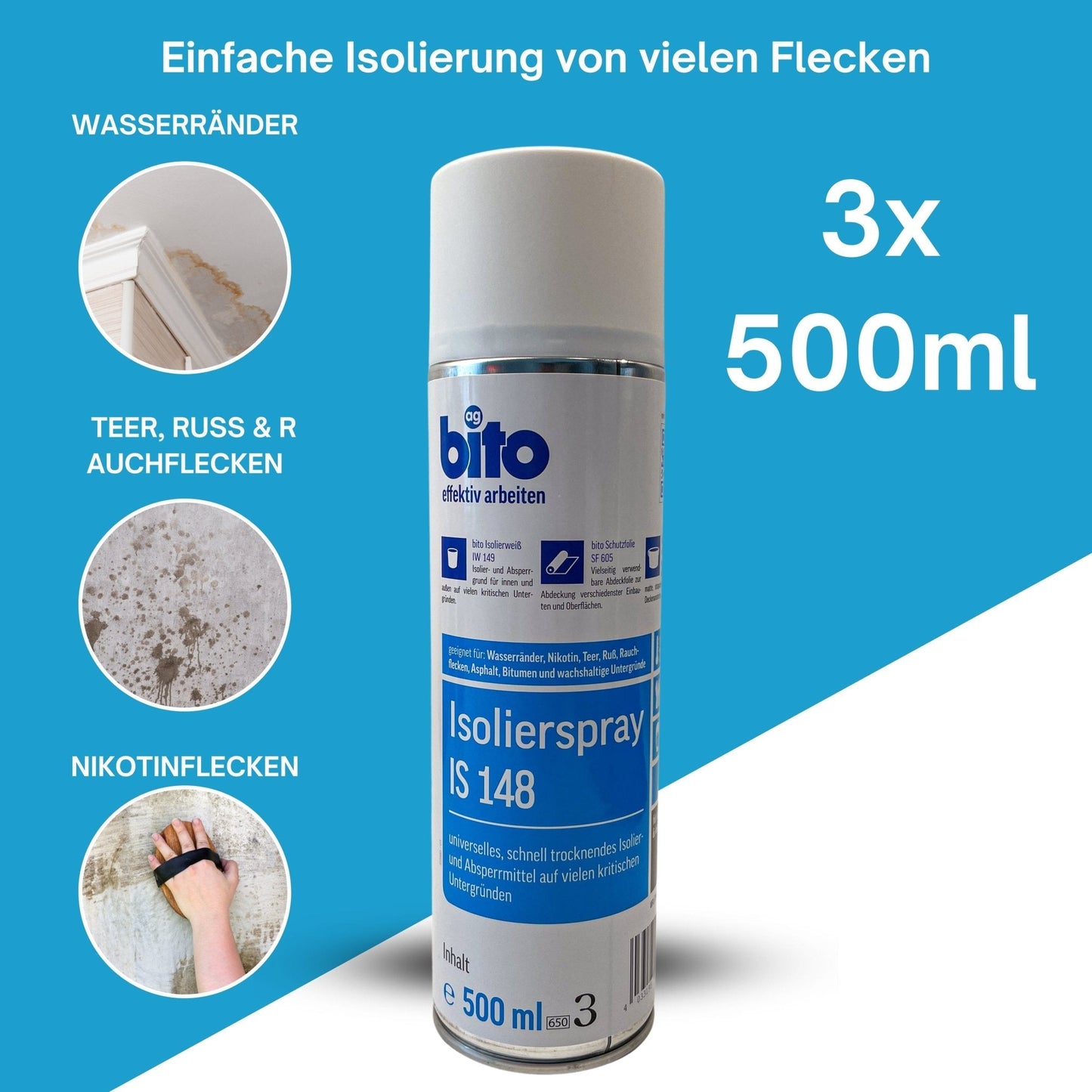 bito Isolierspray IS 148 Fleckenspray 500 ml in 1 x 500ml – Produktbild von Derendo