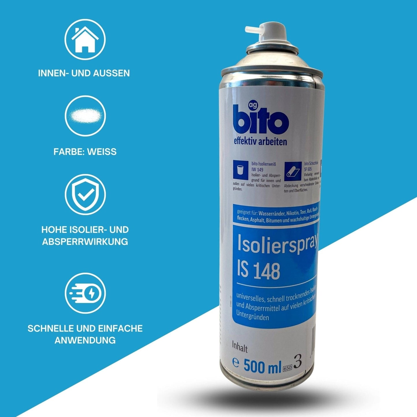 bito Isolierspray IS 148 Fleckenspray 500 ml in 1 x 500ml – Produktbild von Derendo