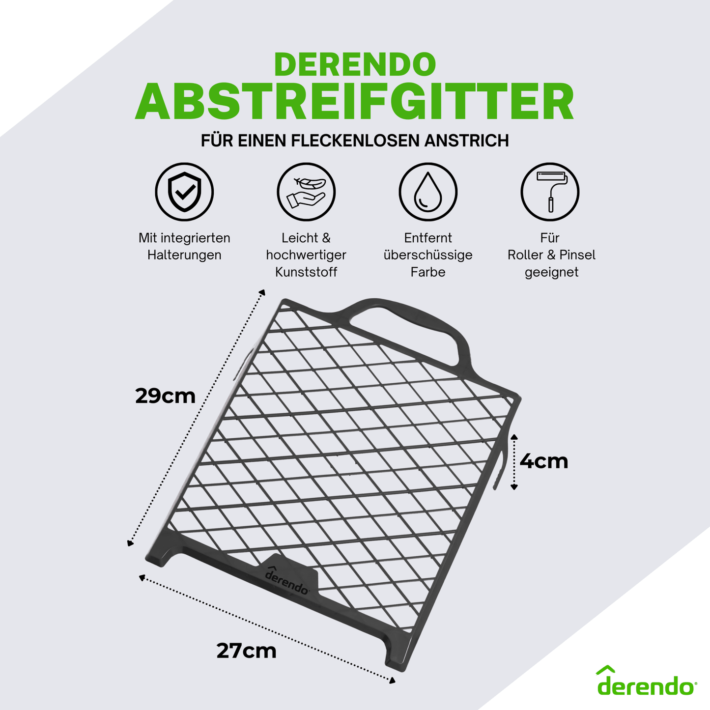 Derendo® Abstreifgitter Kunststoff 29 × 27 cm – schwarz, mit Haken in 1 Stück – Produktbild von Derendo