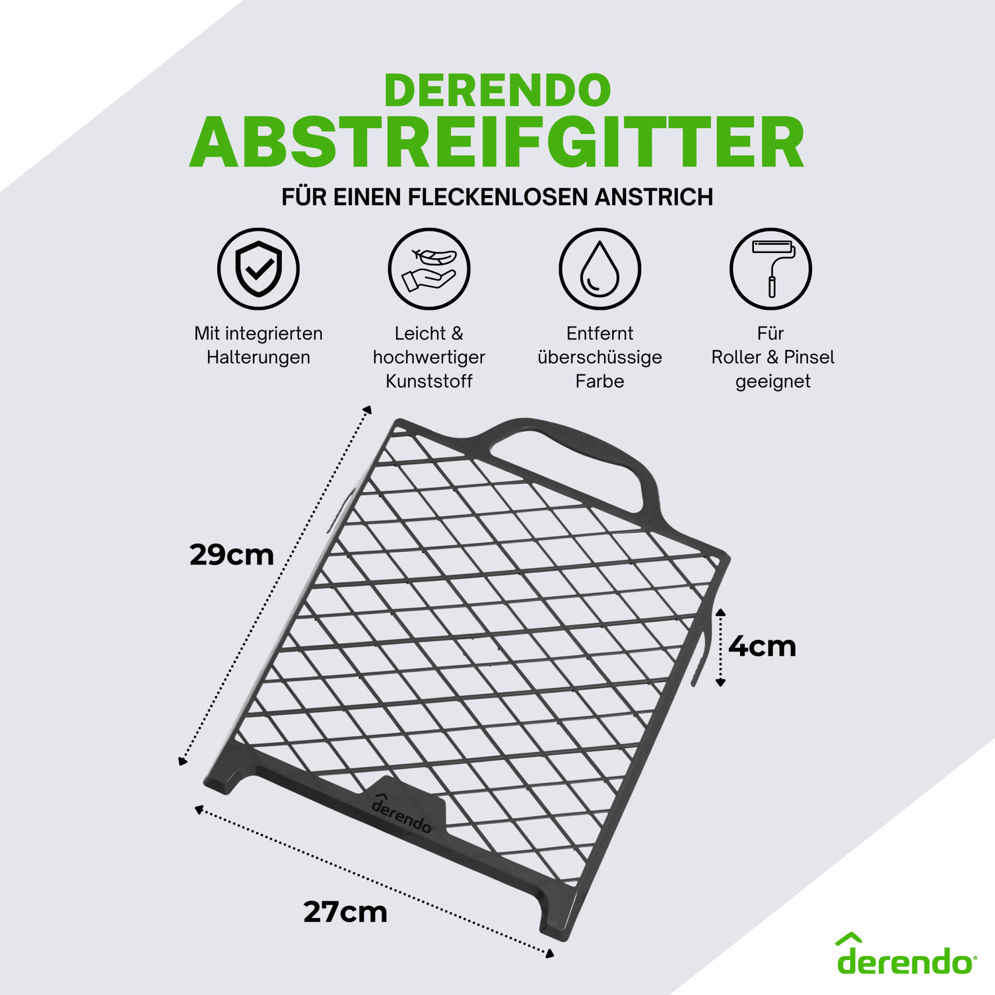 Derendo® Abstreifgitter Kunststoff 29 × 27 cm – schwarz, mit Haken in 1 Stück – Produktbild von Derendo