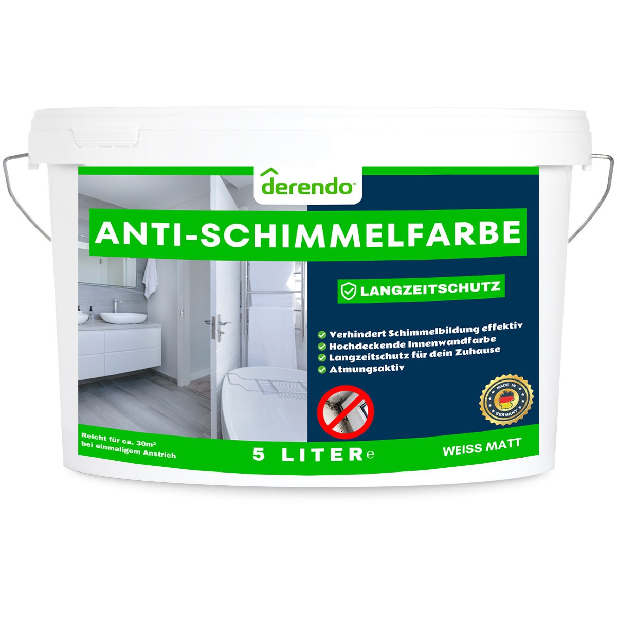 Derendo Anti Schimmelfarbe - Schimmelentferner Langzeitschutz - 4251604926067 - Derendo