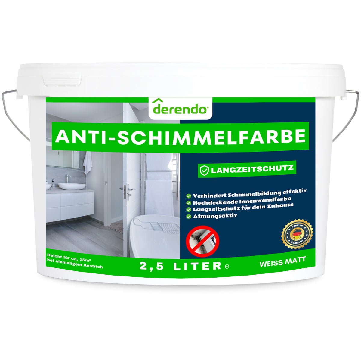 Derendo Anti Schimmelfarbe - Schimmelentferner Langzeitschutz - 4251604926043 - Derendo