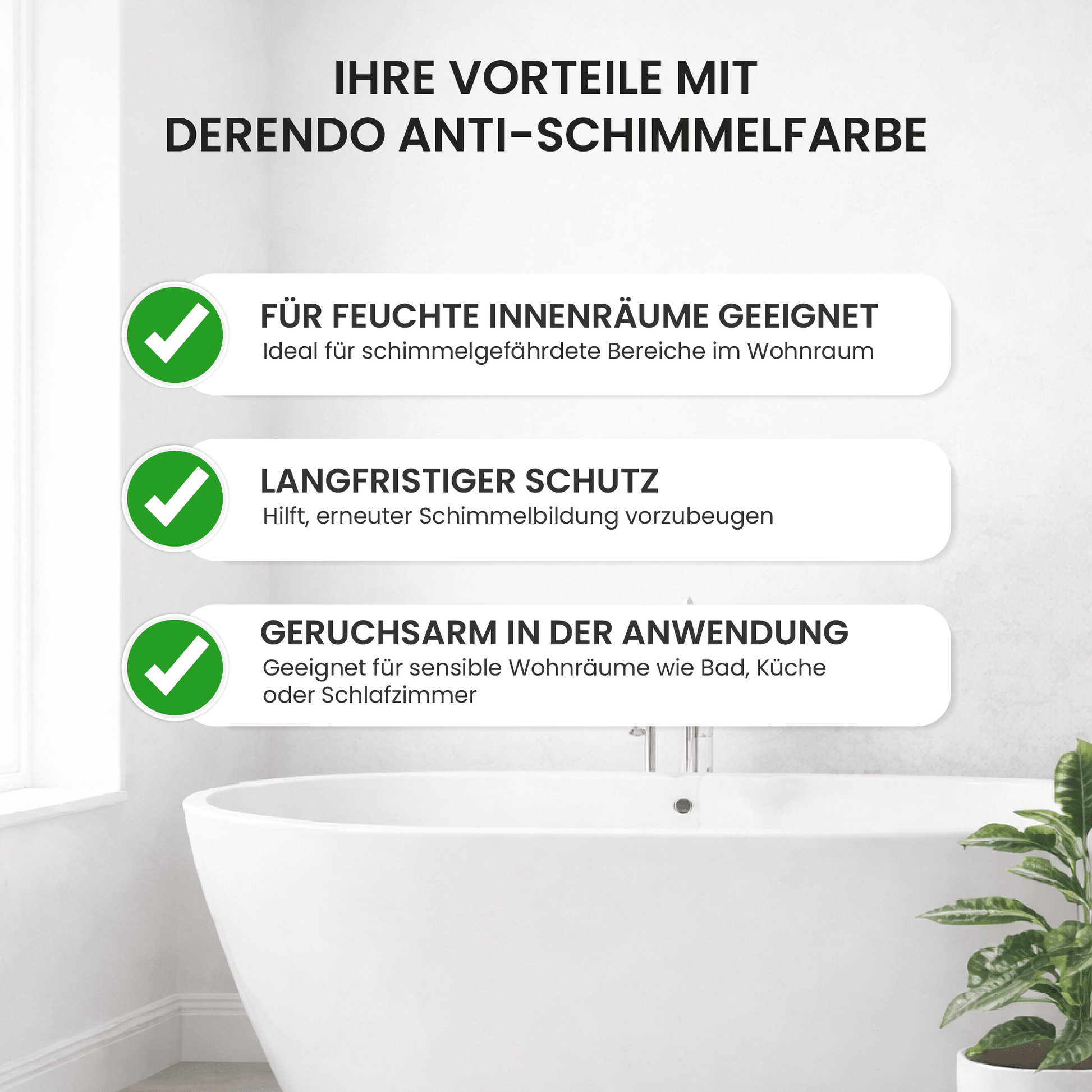 Derendo Anti Schimmelfarbe - Wandfarbe gegen Schimmel Langzeitschutz in 1 Liter – Produktbild von Derendo