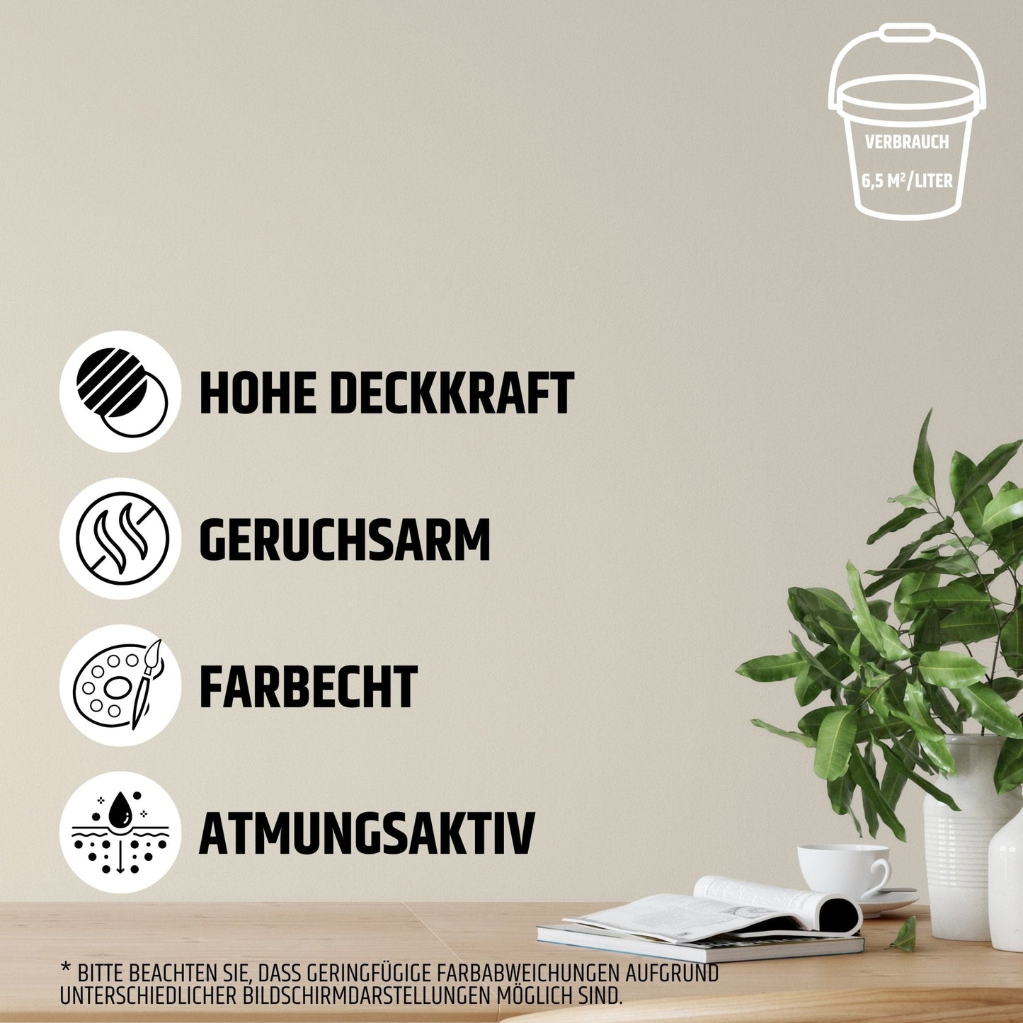 Derendo Exklusive Wandfarbe Sandiges Elfenbein in 5l – Produktbild von Derendo