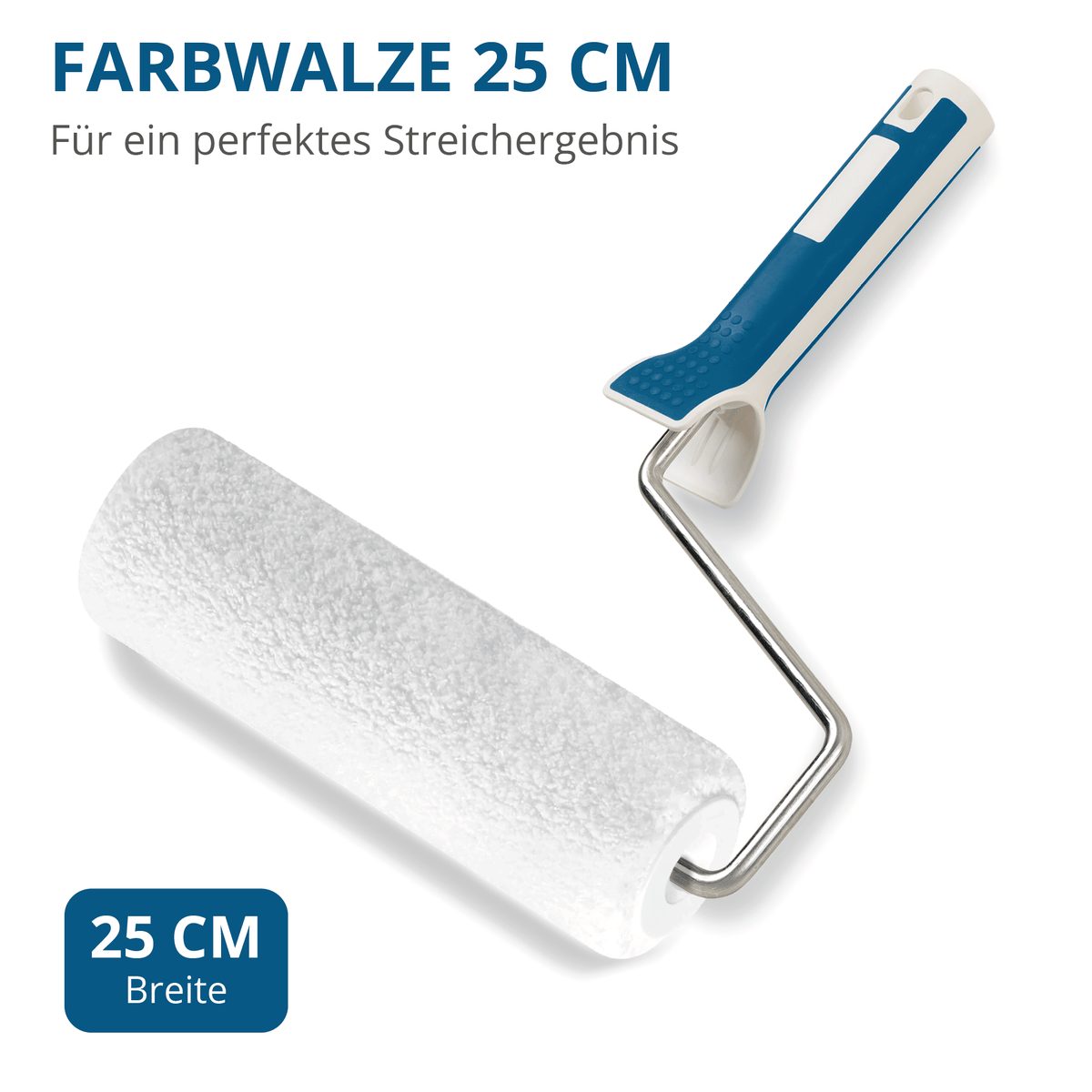 Derendo® Farbwalze Planotex Q4 25 cm – flusenfrei & nahezu strukturfrei für glatte Wände Großflächenwalze in – Produktbild von Derendo