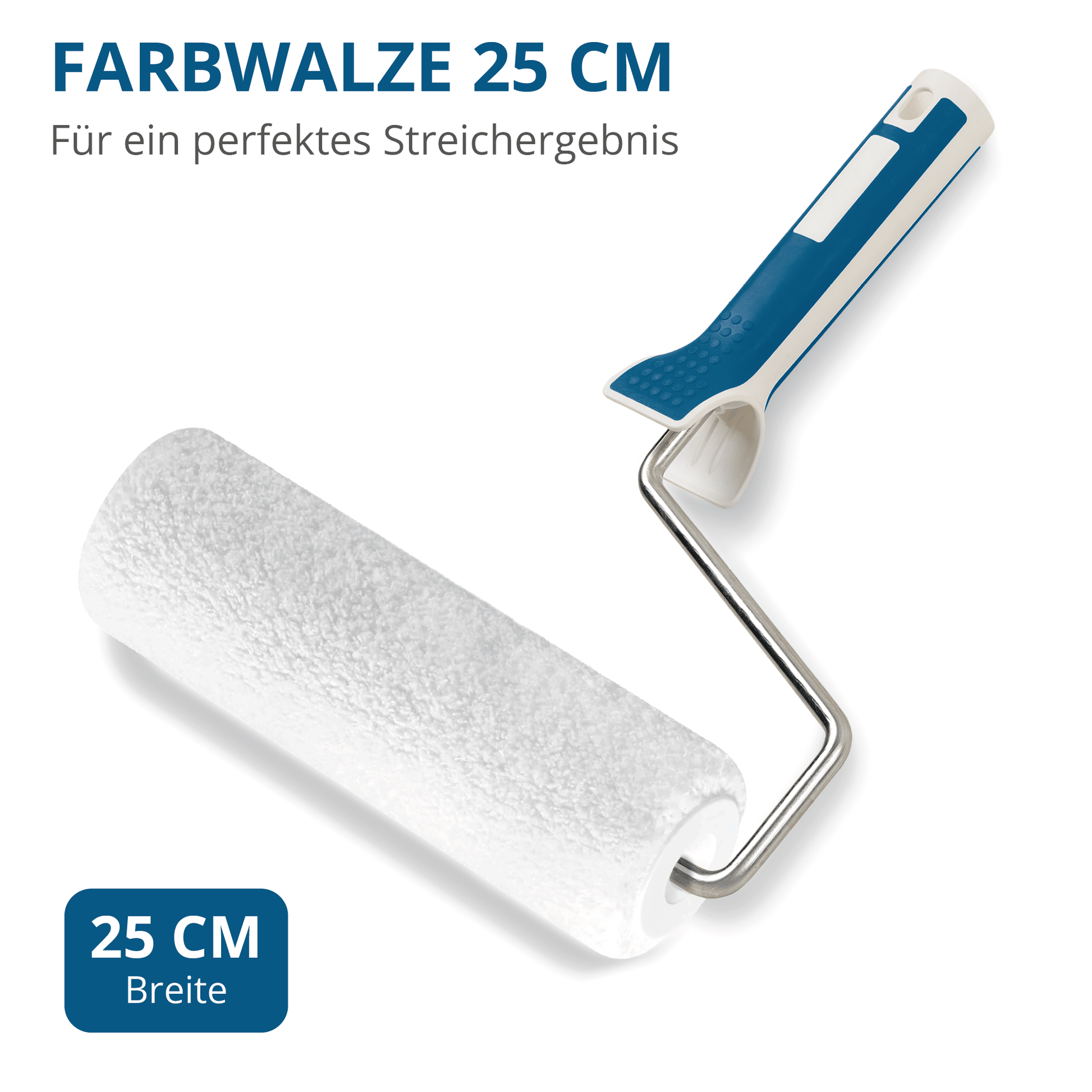 Derendo® Farbwalze Planotex Q4 25 cm – flusenfrei & nahezu strukturfrei für glatte Wände Großflächenwalze in – Produktbild von Derendo