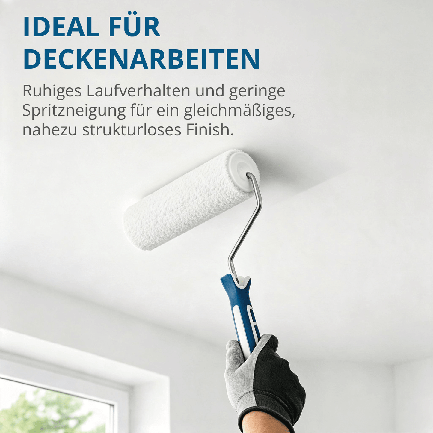Derendo® Farbwalze Planotex Q4 25 cm – flusenfrei & nahezu strukturfrei für glatte Wände Großflächenwalze in – Produktbild von Derendo
