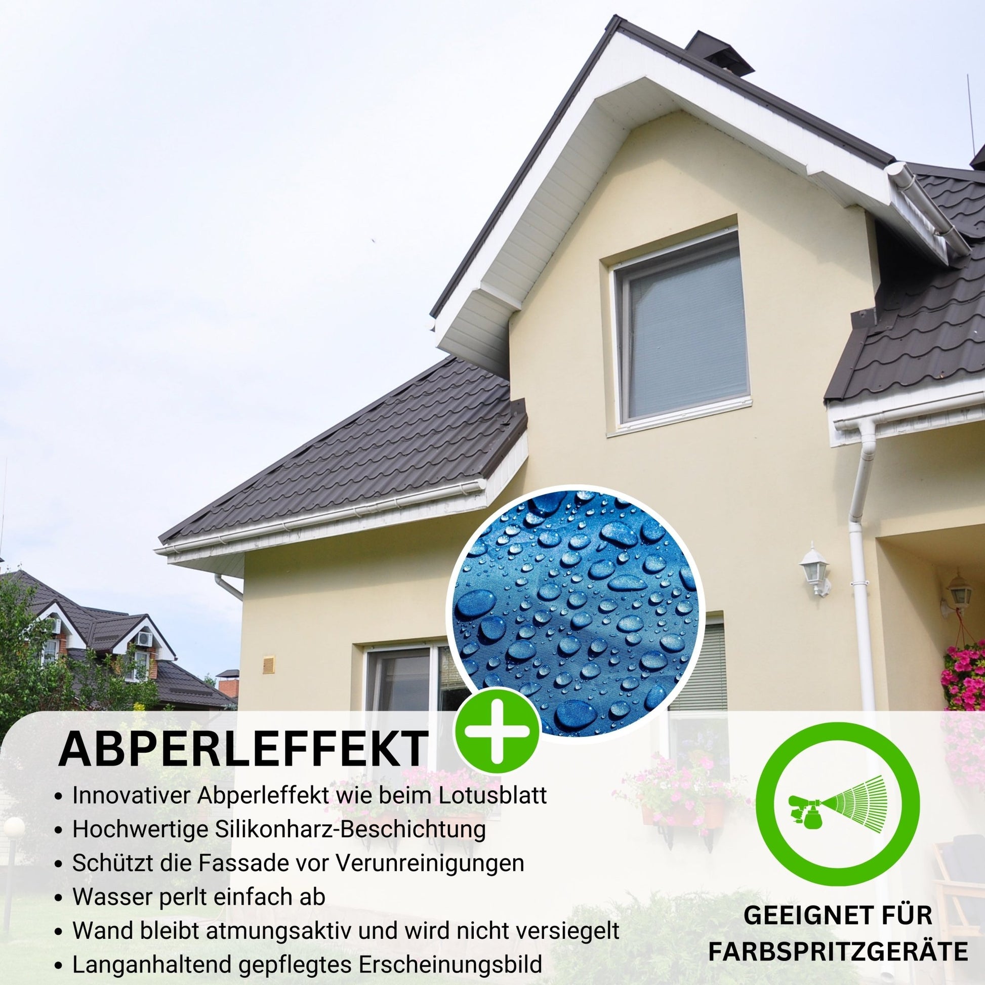 Derendo Fassadenfarbe Altweiss mit ULTRA Wetterschutz und Abperleffekt - 4251604914804 - Derendo
