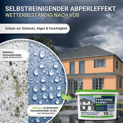 Derendo Fassadenfarbe Aprikose mit ULTRA Wetterschutz und Abperleffekt in 10L – Produktbild von Derendo