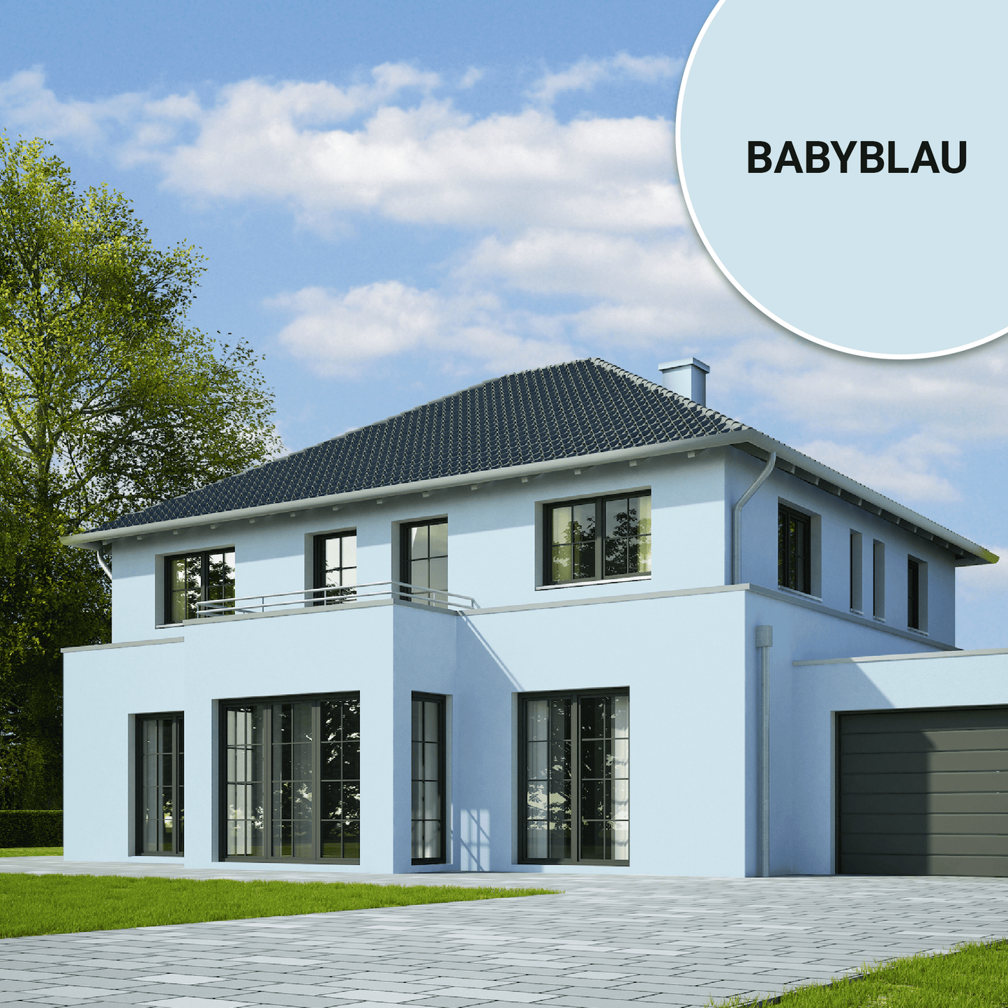 Derendo Fassadenfarbe Babyblau mit ULTRA Wetterschutz und Abperleffekt in 10L – Produktbild von Derendo