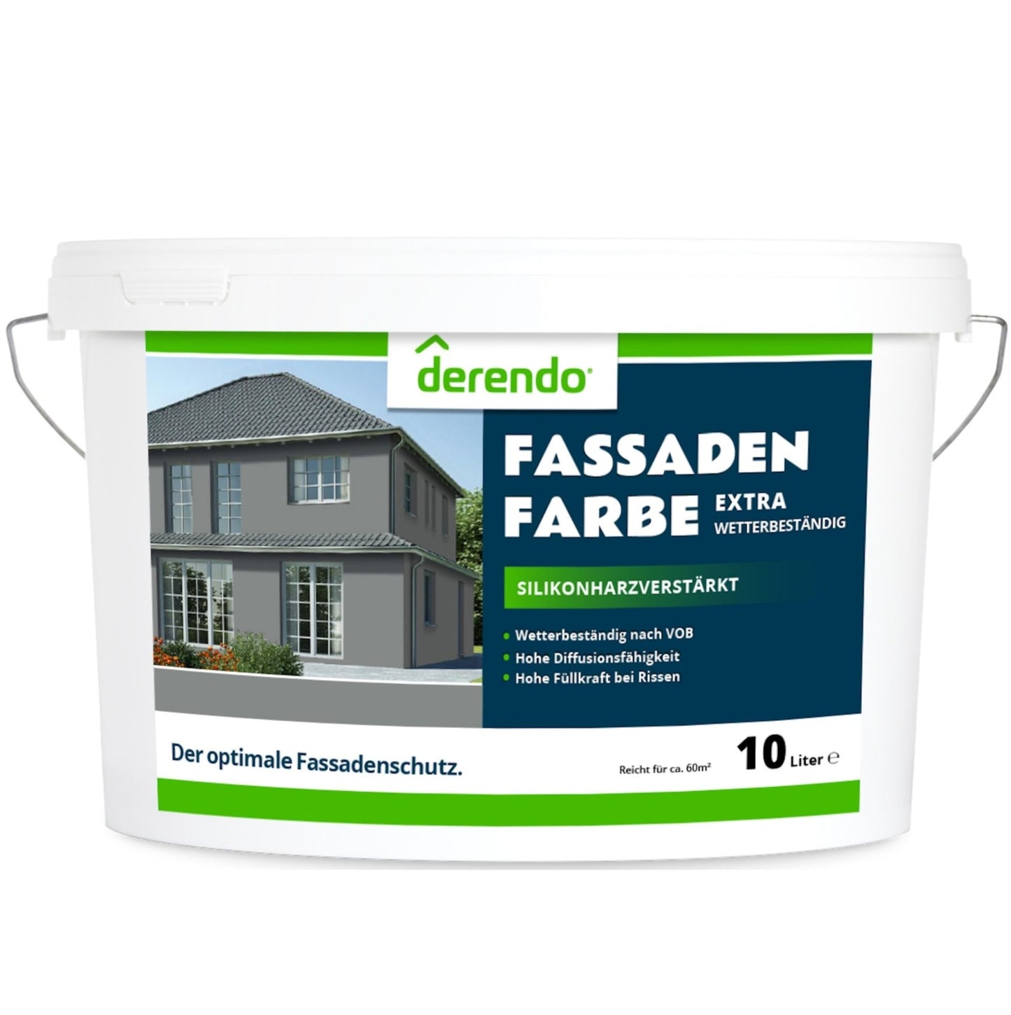 Derendo Fassadenfarbe Betongrau mit EXTRA Wetterschutz - 4251604913609 - Derendo