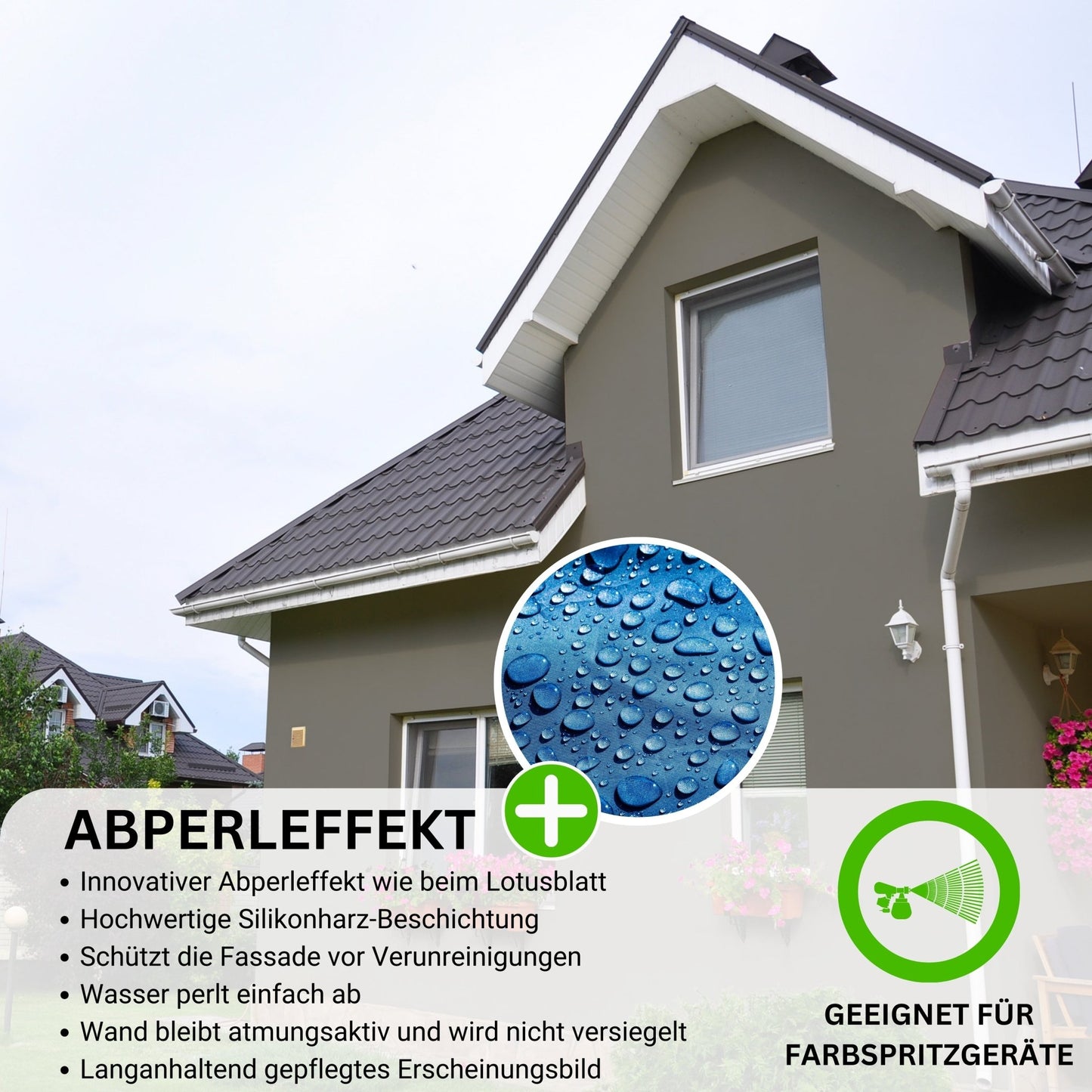 Derendo Fassadenfarbe Betongrau mit ULTRA Wetterschutz und Abperleffekt - 4251604914620 - Derendo