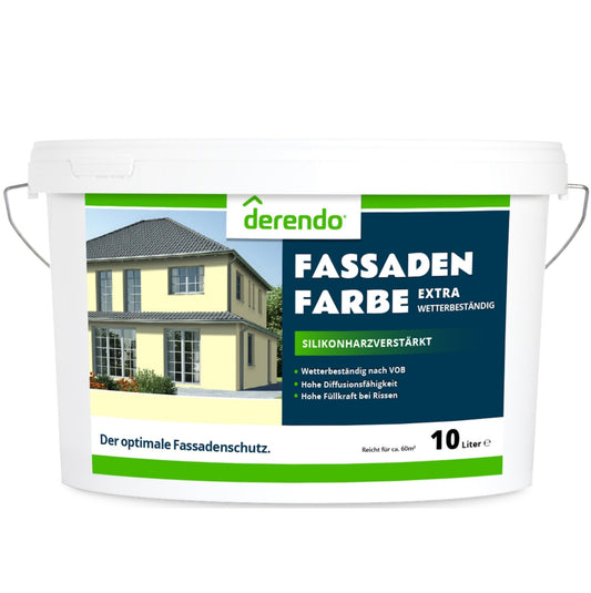 Derendo Fassadenfarbe Buttergelb mit EXTRA Wetterschutz - 4251604913869 - Derendo