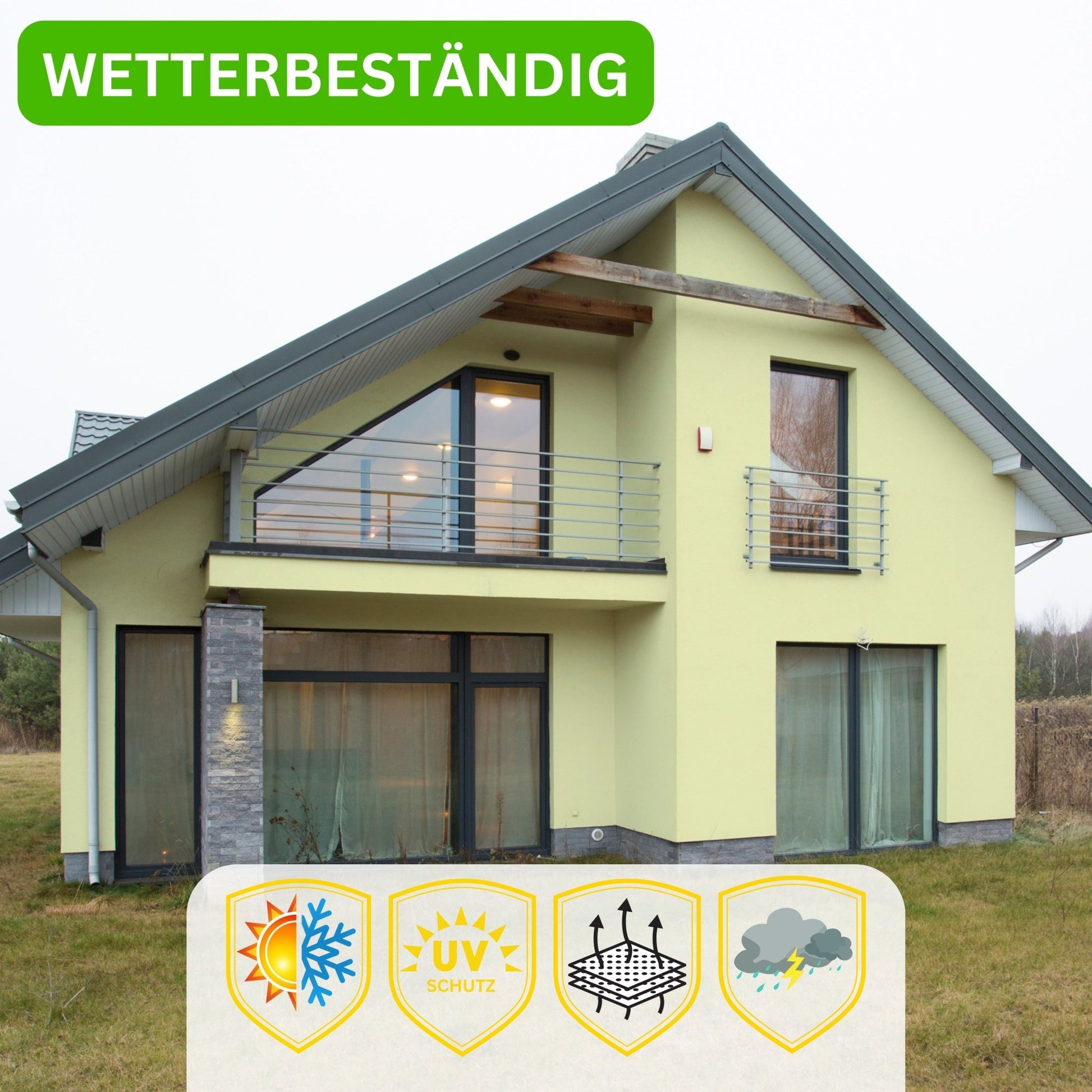 Derendo Fassadenfarbe Buttergelb mit ULTRA Wetterschutz und Abperleffekt - 4251604914781 - Derendo