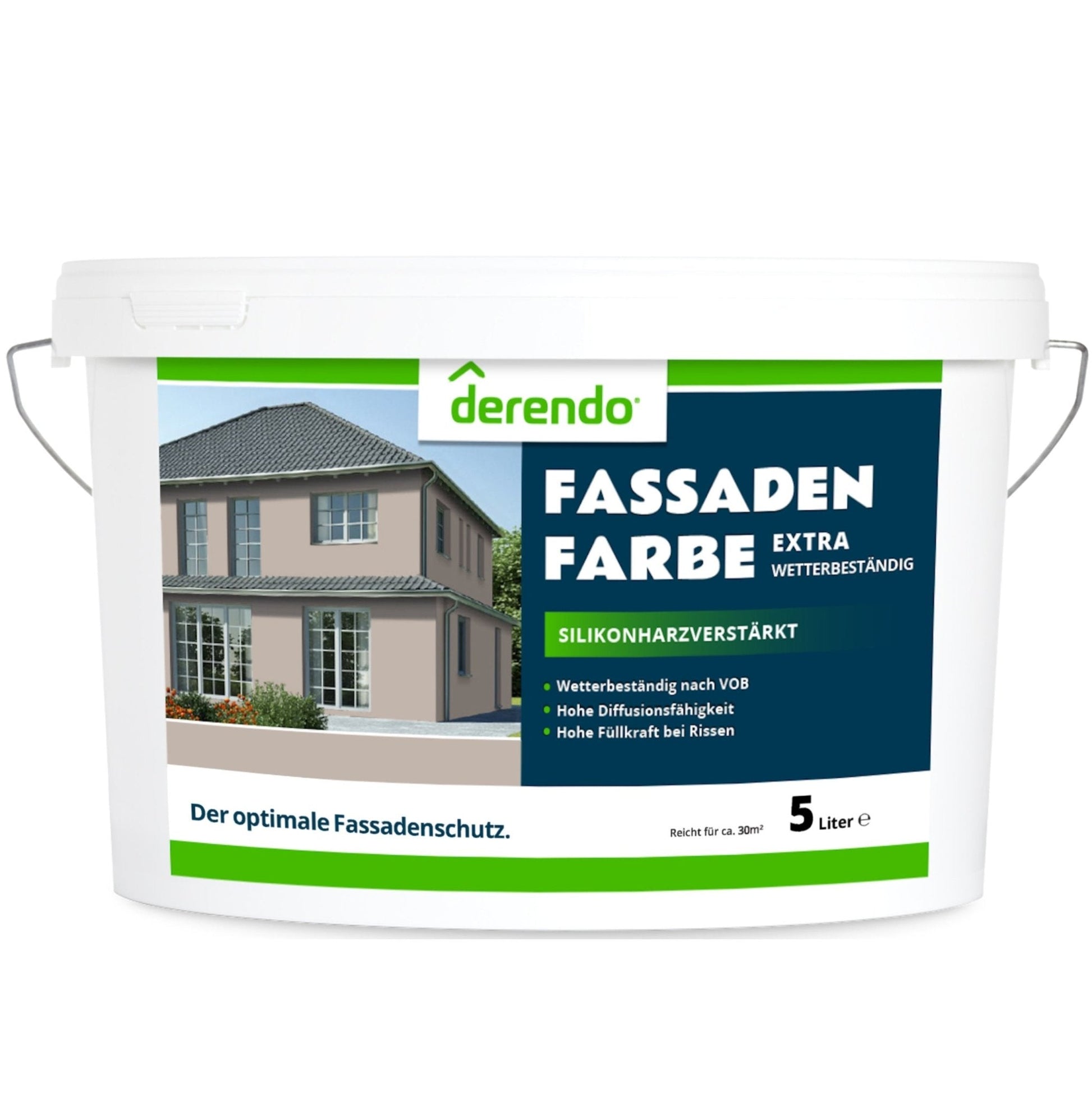 Derendo Fassadenfarbe Cappuccino mit EXTRA Wetterschutz in 2.5 Liter – Produktbild von Derendo