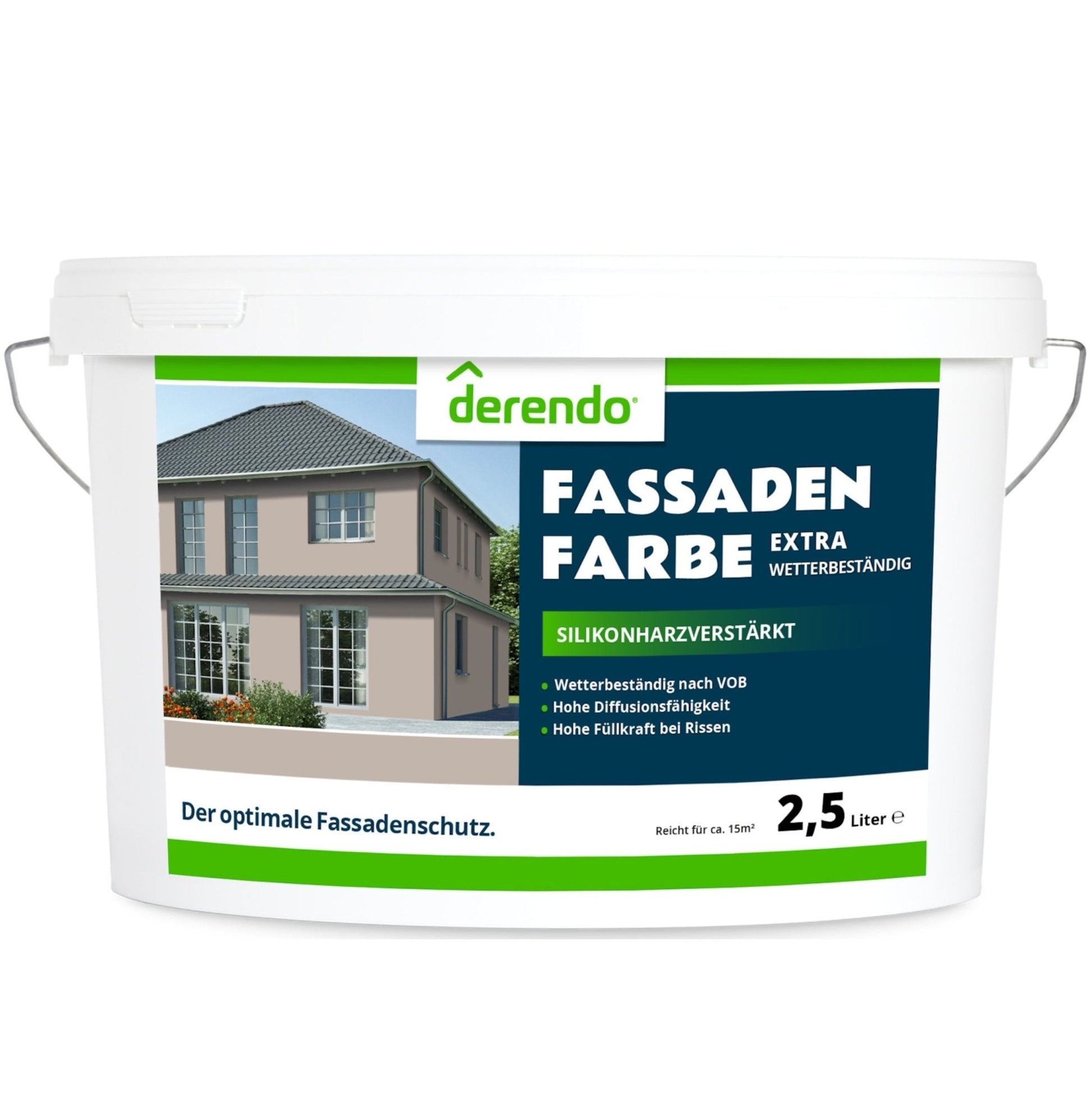 Derendo Fassadenfarbe Cappuccino mit EXTRA Wetterschutz in 2.5 Liter – Produktbild von Derendo