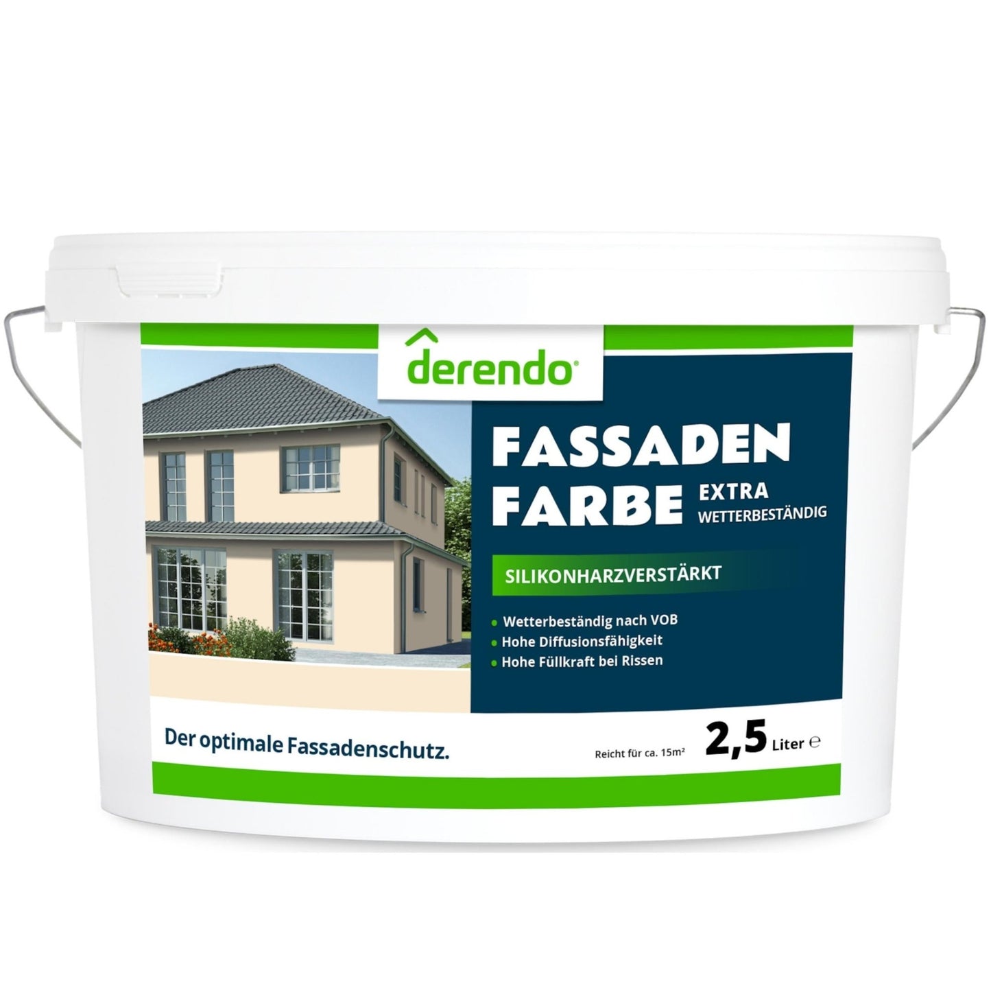 Derendo Fassadenfarbe Cremebeige mit EXTRA Wetterschutz - 4251604911780 - Derendo