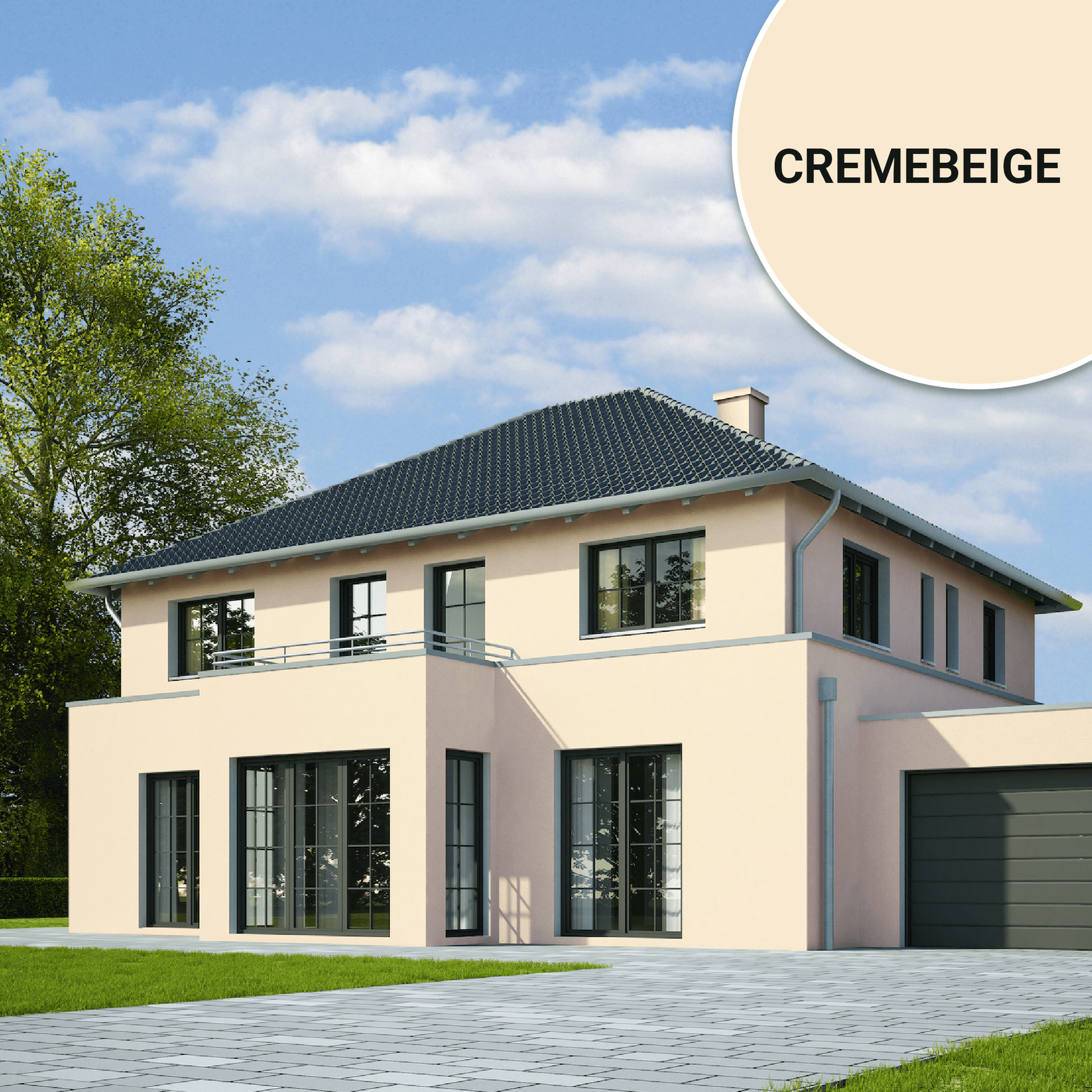 Derendo Fassadenfarbe Cremebeige mit ULTRA Wetterschutz und Abperleffekt in 10L – Produktbild von Derendo