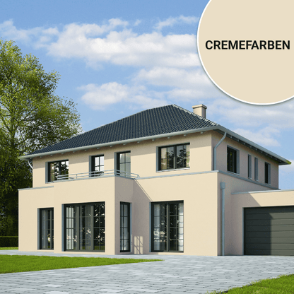Derendo Fassadenfarbe Cremefarben mit ULTRA Wetterschutz und Abperleffekt in 10L – Produktbild von Derendo